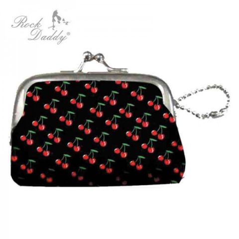 Rock Daddy - Coinpurse small in black with cherry design