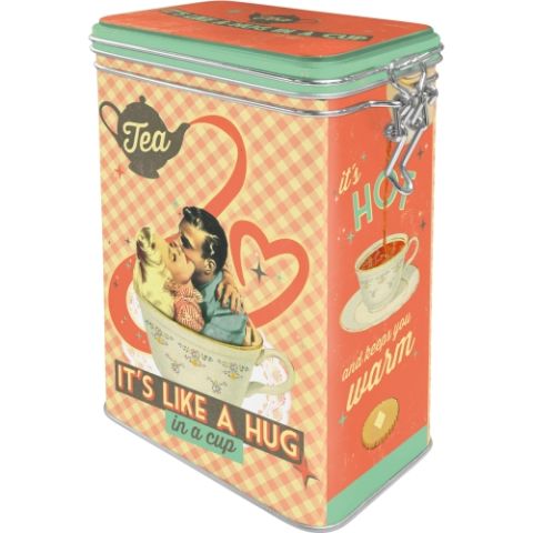 Blech Verschluss Vorratsdose - Tea It's Like A Hug in a Cup
