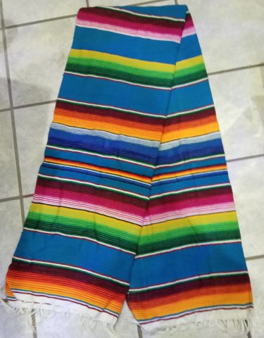 Mexikan Decke - Blau / Orange / Grün / Pink
