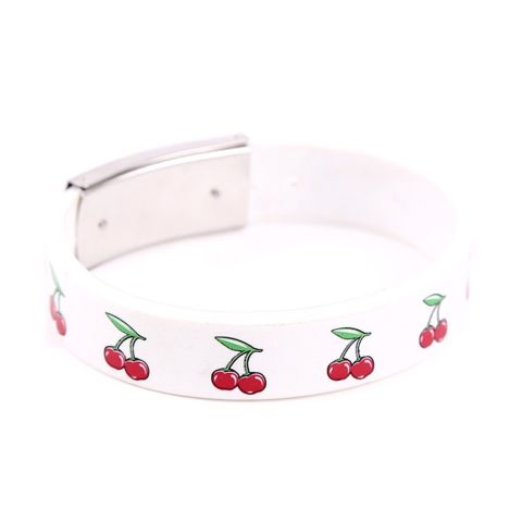 Rock Daddy Bracelets / Rubber bracelet with cherries - white