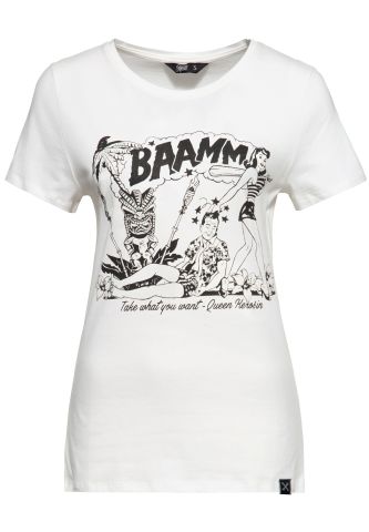 Queen Kerosin Retro T-Shirt - Bammm / Vintage Weiss