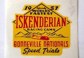 Vintage Race Sticker - Iskenderian 1957 Bonneville Nat.
