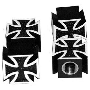 Ventilkappen - Malteser Kreuz / schwarz - paar