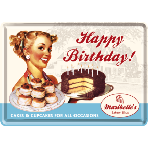 Blechpostkarte - Happy Birthday Cake