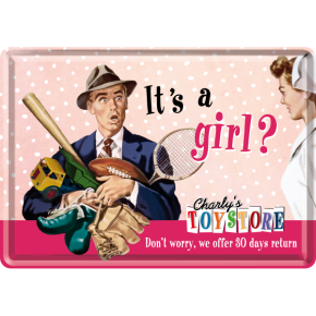 Blechpostkarte - It`s a Girl?