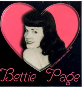 Pin up Sticker - Bettie Page / Herz