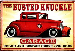 Retro Blechschild - The Busted Knuckle Garage