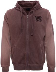 King Kerosin Bestickte Hoodie Jackets Oil Washed - Ride Hard - Live Fast / braun - Limited Edition
