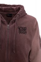 King Kerosin Bestickte Hoodie Jackets Oil Washed - Ride Hard - Live Fast / braun - Limited Edition