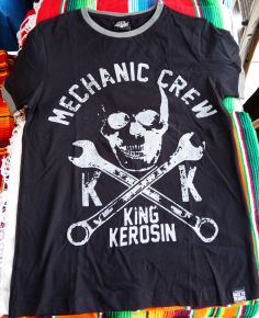 King Kerosin Contrast T-Shirt - Mechanic Crew  schwarz / grau