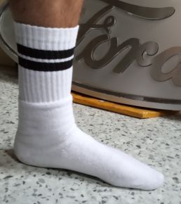 Socken - Weiss / schwarze Streifen