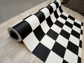Karo Bodenbelag 2.Meter Breite - Schachbrettmuster schwarz / weiss