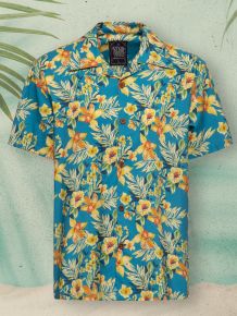 Hawaii Hemd - Hibiscus / Blau
