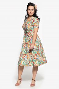 Sommer Kleid von QUEEN KEROSIN - All-Over Pin-Up Print im 50's Look