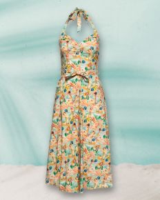 QUEEN KEROSIN Neckholder Pencil Dress - Print with Pin-up Girls