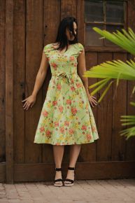 QUEEN KEROSIN Summer Swing Dress - Hibiscus Mint