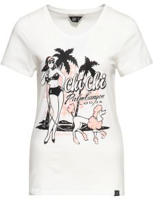 Queen Kerosin Retro T-Shirt - Chi Chi Beach Poodle / Vintage Weiss
