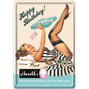 Blechpostkarte - Happy Birthday Harrold`s